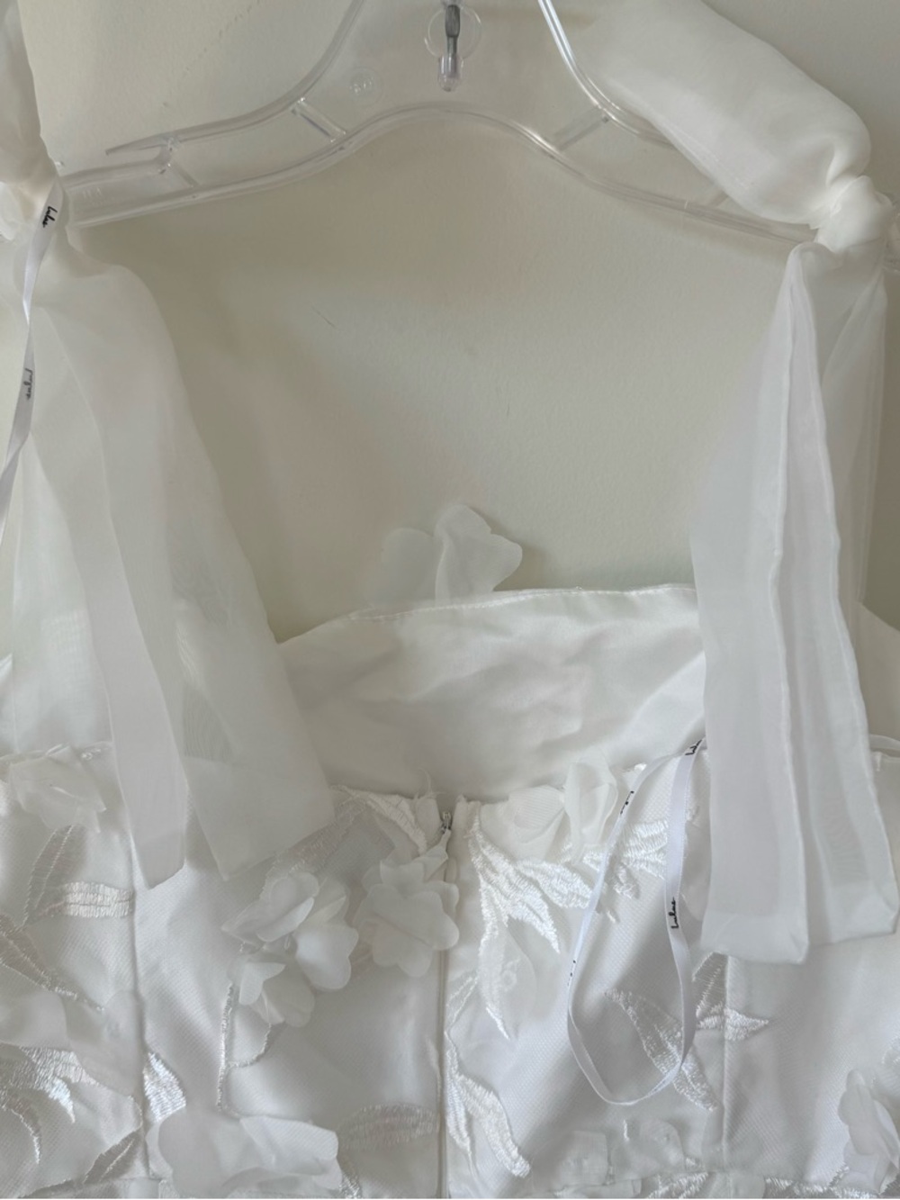 NWOT Lulus White Effortlessly Sweet White Tulle Floral Toe Strap MIDI Dress M - Picture 4 of 5